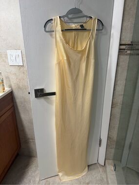 SHEIN Pale Yellow Satin Slip Maxi Dress